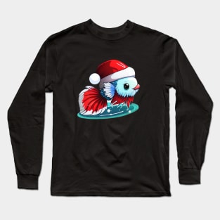 COOL BETTA FISH WITH SANTA HAT - CHRISTMAS Long Sleeve T-Shirt